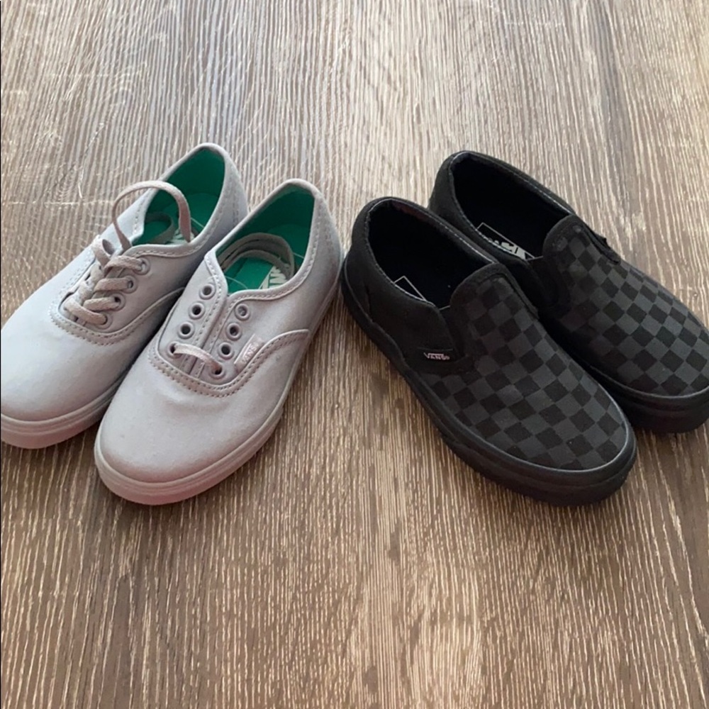 Youth Sz 12 Vans, Light Gray & Black Checkered